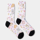 かわいいパステル子猫と花 ソックス (右)