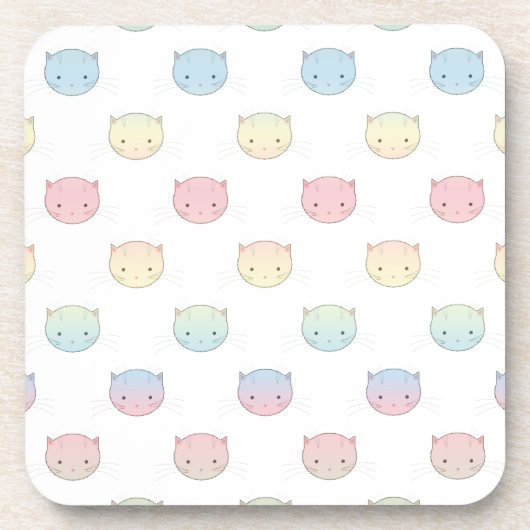 かわいいパステル子猫顔柄 コースター (正面)