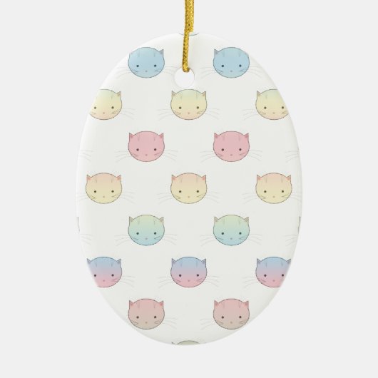 かわいいパステル子猫顔柄 セラミックオーナメント (正面)