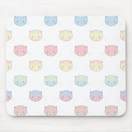 かわいいパステル子猫顔柄 マウスパッド (正面)