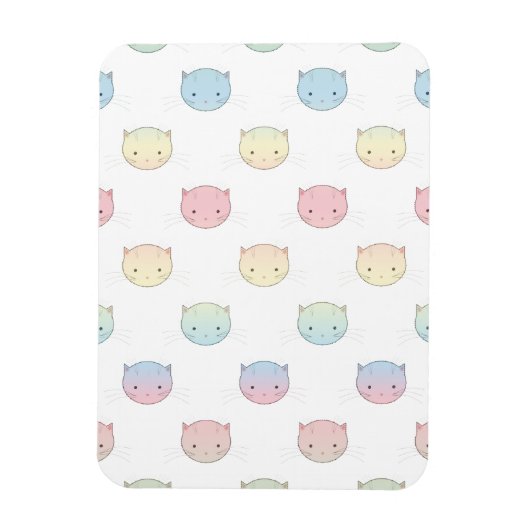 かわいいパステル子猫顔柄 マグネット (縦)