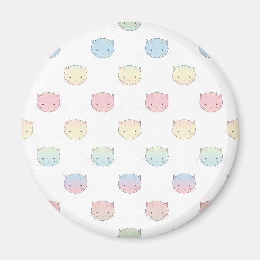かわいいパステル子猫顔柄 マグネット (正面)