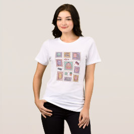 かわいいパステル学校文房具スタンプコレクション トライブレンドＴシャツ