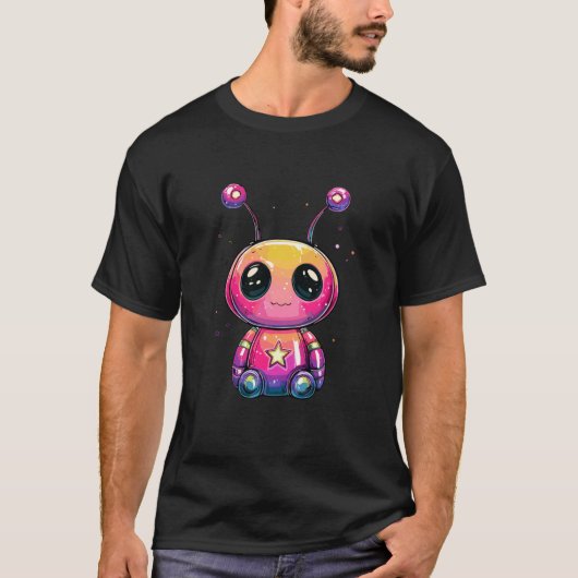 かわいいパステル宇宙生物レインボーエイリアン Tシャツ (正面)