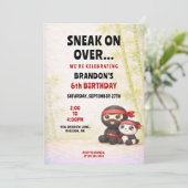 かわいいパステル忍者とパンダの子供の誕生日 招待状 (スタンド正面)