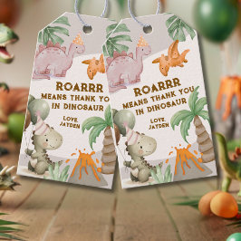 かわいいパステル恐竜のありがとう ギフトタグ