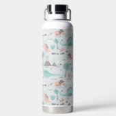 かわいいパステル恐竜のパターン ウォーターボトル (背面)