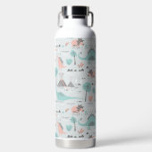 かわいいパステル恐竜のパターン ウォーターボトル (正面)