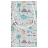 かわいいパステル恐竜のパターン スモールペーパーバッグ (裏面)