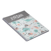 かわいいパステル恐竜のパターン ノートブック (右側)