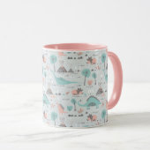 かわいいパステル恐竜のパターン マグカップ (正面右)