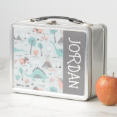 かわいいパステル恐竜のパターン メタルランチボックス (インサイチュ)