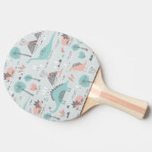 かわいいパステル恐竜のパターン 卓球ラケット (横)