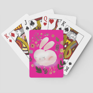 かわいいパステル春うさぎの花輪の保育園アート トランプ