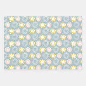 かわいいパステル春の花、水玉模様&ストライプ ラッピングペーパーシート (正面2)