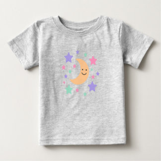 かわいいパステル月と星のセレストियलTシャツ ベビーTシャツ