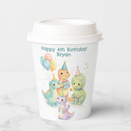 かわいいパステル水彩恐竜の誕生日 紙コップ