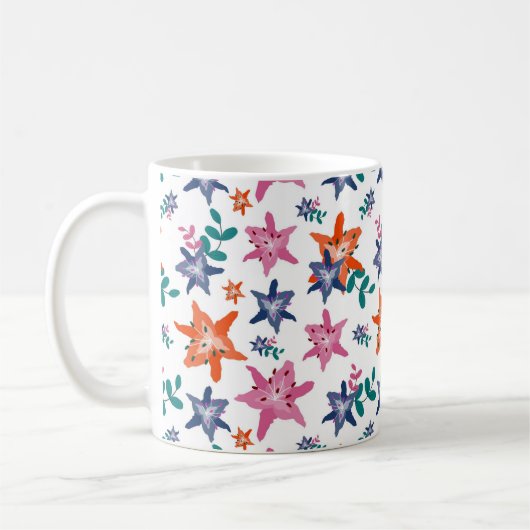 かわいいパステル水彩花 コーヒーマグカップ (左)