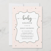 かわいいパステル水玉模様パターンガールベビーシャワー 招待状 (正面)