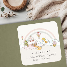 かわいいパステル甘い時間キャンディランドキッズアドレス スクエアシール