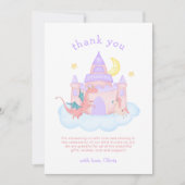 かわいいパステル童話ドラゴンユニコーンベイビーシャワー サンキューカード (正面)