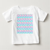 かわいいパステル紫ピンクターコイズマーメイドスケール ベビーTシャツ (正面)