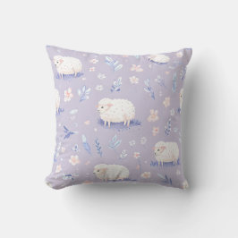 かわいいパステル羊と花柄のクッションカバー クッション