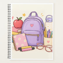 かわいいパステル色の学校用品イラスト