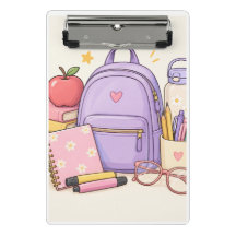 かわいいパステル色の学校用品イラスト