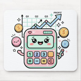 かわいいパステル計算機 ファイナンス 学生 ステッカー マウスパッド