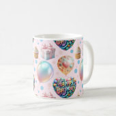 かわいいパステル誕生日パターン コーヒーマグカップ (正面右)