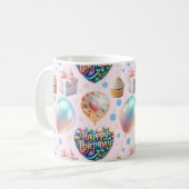 かわいいパステル誕生日パターン コーヒーマグカップ (正面左)