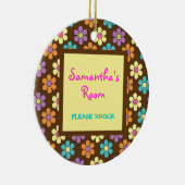 かわいいパステル調のデイジーの女の子の部屋のドア・ハンガー セラミックオーナメント (右)