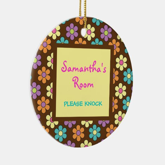 かわいいパステル調のデイジーの女の子の部屋のドア・ハンガー セラミックオーナメント (右)