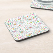 かわいいパステル調のラマパターン コースター (左側)