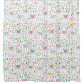 かわいいパステル調のラマパターン シャワーカーテン (正面)