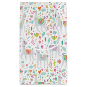 かわいいパステル調のラマパターン スモールペーパーバッグ (裏面)