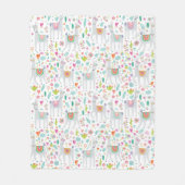 かわいいパステル調のラマパターン フリースブランケット (正面)