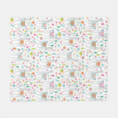 かわいいパステル調のラマパターン フリースブランケット (正面(横))