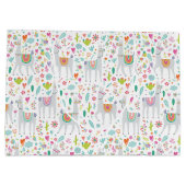 かわいいパステル調のラマパターン ラージペーパーバッグ (裏面)