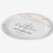 かわいいパステル調ピンクの花のベビーの洗礼 ペーパープレート (アングル)