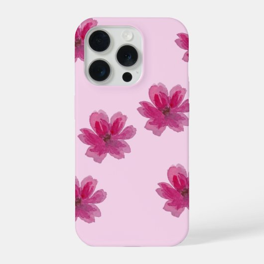 かわいいパステル風フラワーパターンiPhone 15 Pro iPhoneケース (裏面)