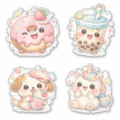 かわいいパステル食品+ユニコーン・アニメ シール (正面)