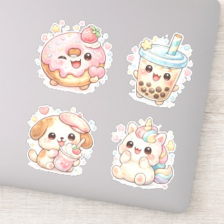 かわいいパステル食品+ユニコーン・アニメ シール