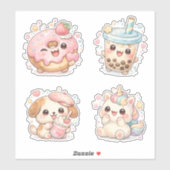 かわいいパステル食品+ユニコーン・アニメ シール (シート)