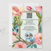 かわいいパステル鳥の水の色の花ベビーシャワー 招待状 (裏面)