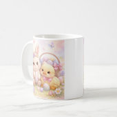 かわいいパステル イースター うさぎ & アヒル コーヒーマグカップ (正面左)