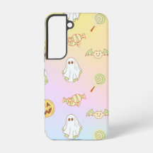 かわいいパステル ハロウィンのおばけ、かぼちゃ、コウモリ