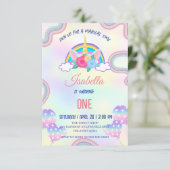 かわいいパステル ユニコーン レインボー 誕生日パーティー サンキューカード (スタンド正面)