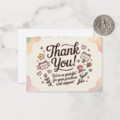 かわいいパステルThank Youカード ノートカード (正面/裏面インサイチュ)